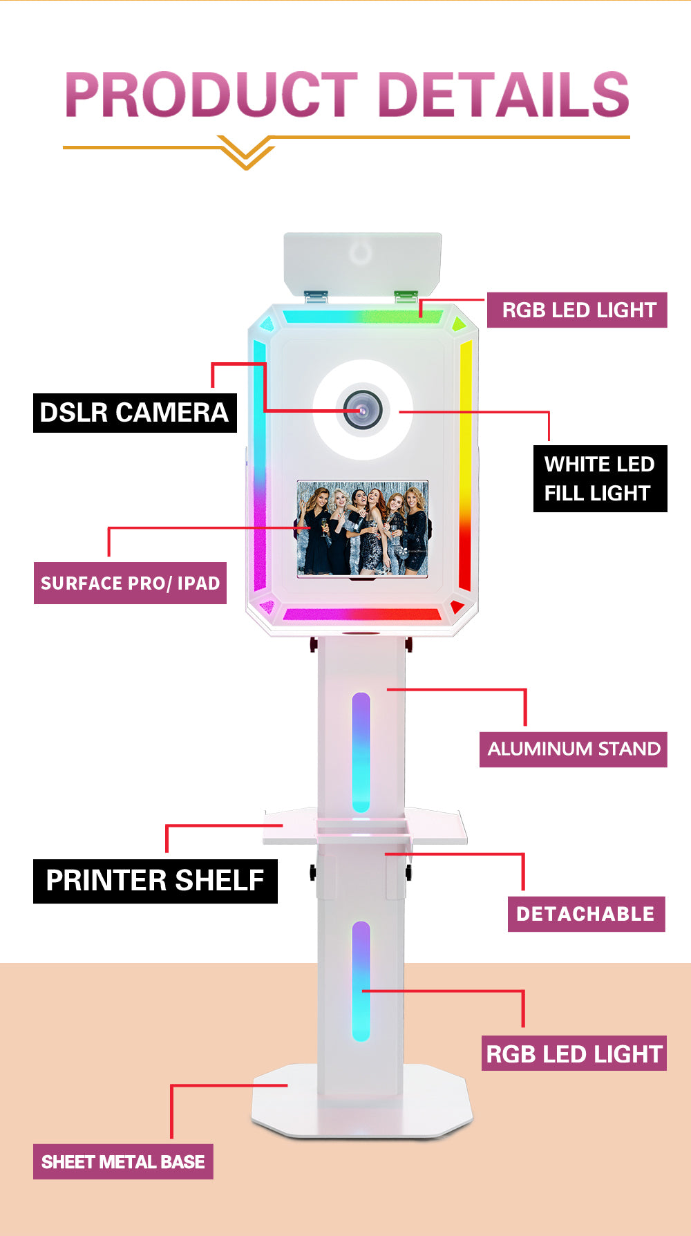 Surface Pro/iPad DSLR Photo Booth | RGB LED Event Booth with Flight Case