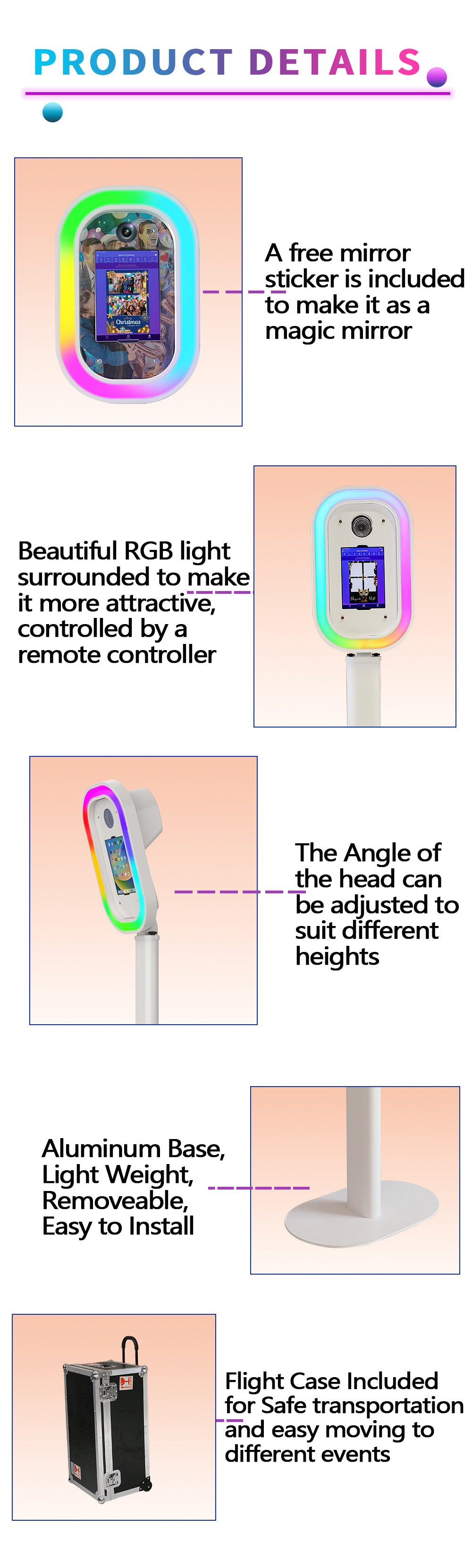 Oval iPad DSLR Camera Photo Booth | Lightweight RGB Ringlight, DSLR & iPad Ready
