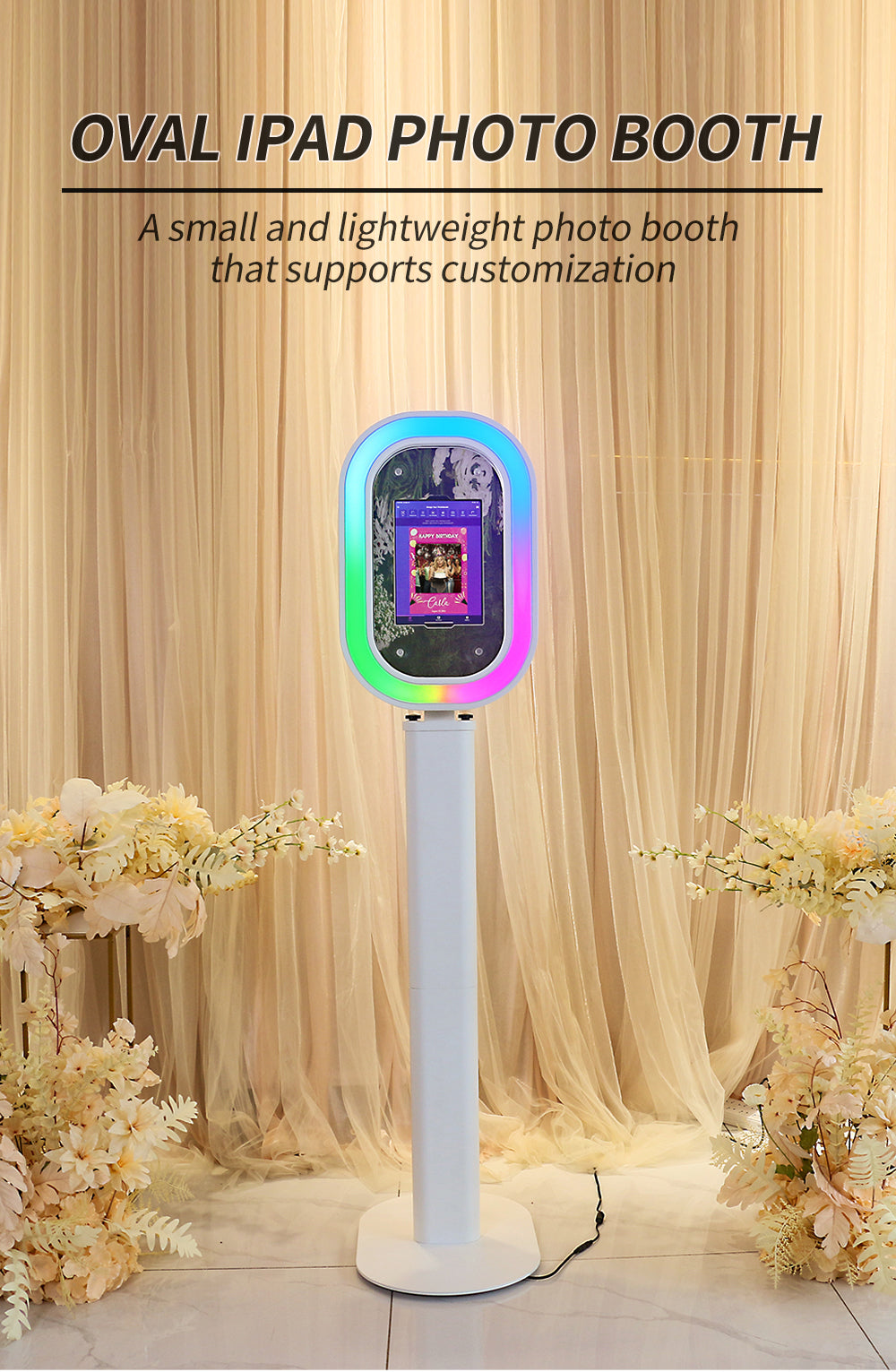 Oval RGB iPad Photo Booth | Lightweight, Customizable, and Ready for Events