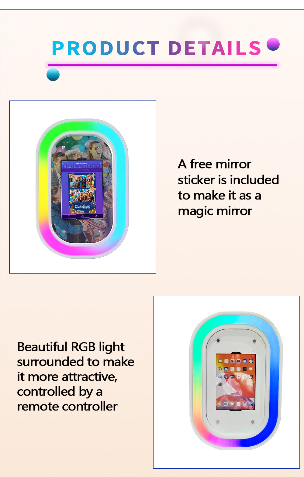 Oval RGB iPad Photo Booth | Lightweight, Customizable, and Ready for Events