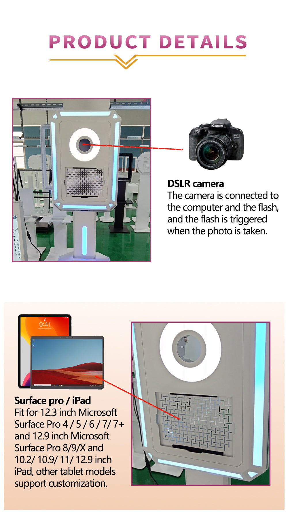 Surface Pro/iPad DSLR Photo Booth | RGB LED Event Booth with Flight Case