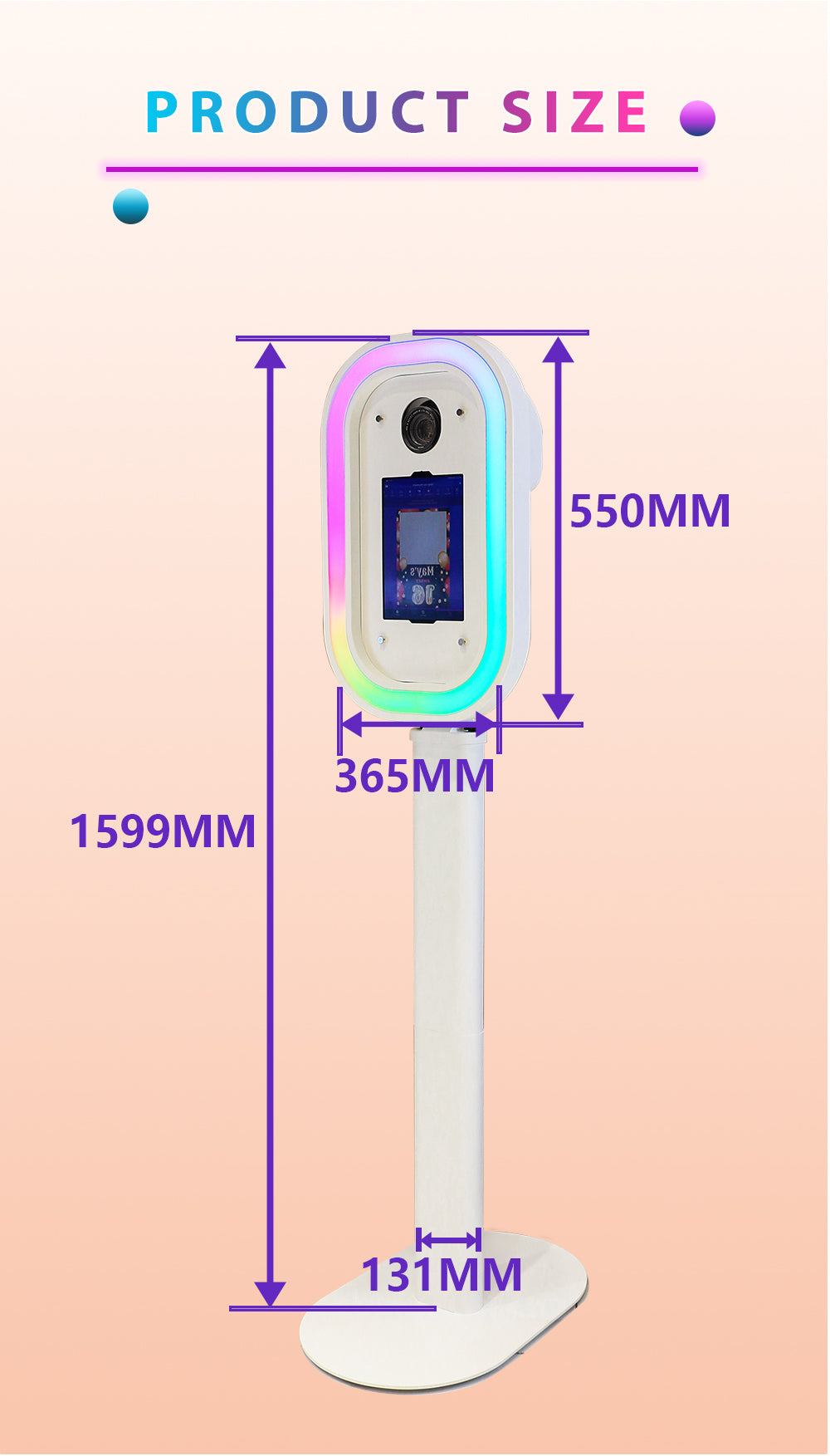 Oval iPad DSLR Camera Photo Booth | Lightweight RGB Ringlight, DSLR & iPad Ready
